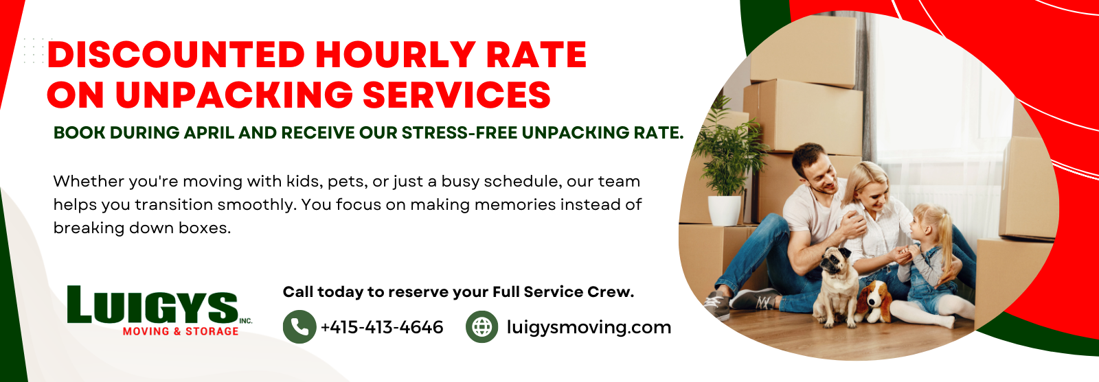 Luigys moving discounted rate promotion